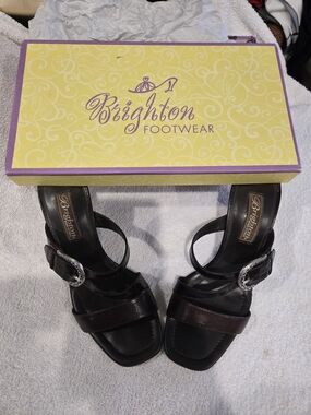 Brighton Dark Brown Leather Buckle Sandals